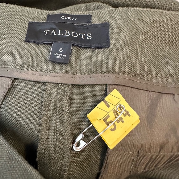 Talbots 100% Linen Olive Green Pants - Picture 4 of 5
